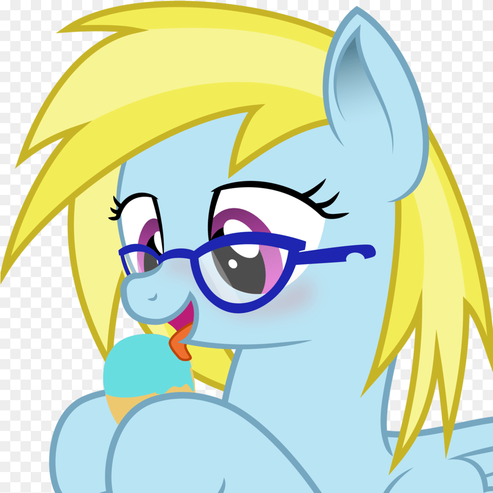 Blue Vector Female Food Glasses Ice Cream Licking Cartoon, Book, Comics, Publication, Animal Free Png Download