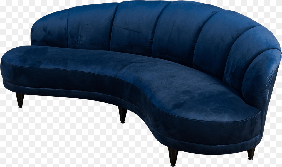 Blue Velvet Curved Sofa Free Png Download