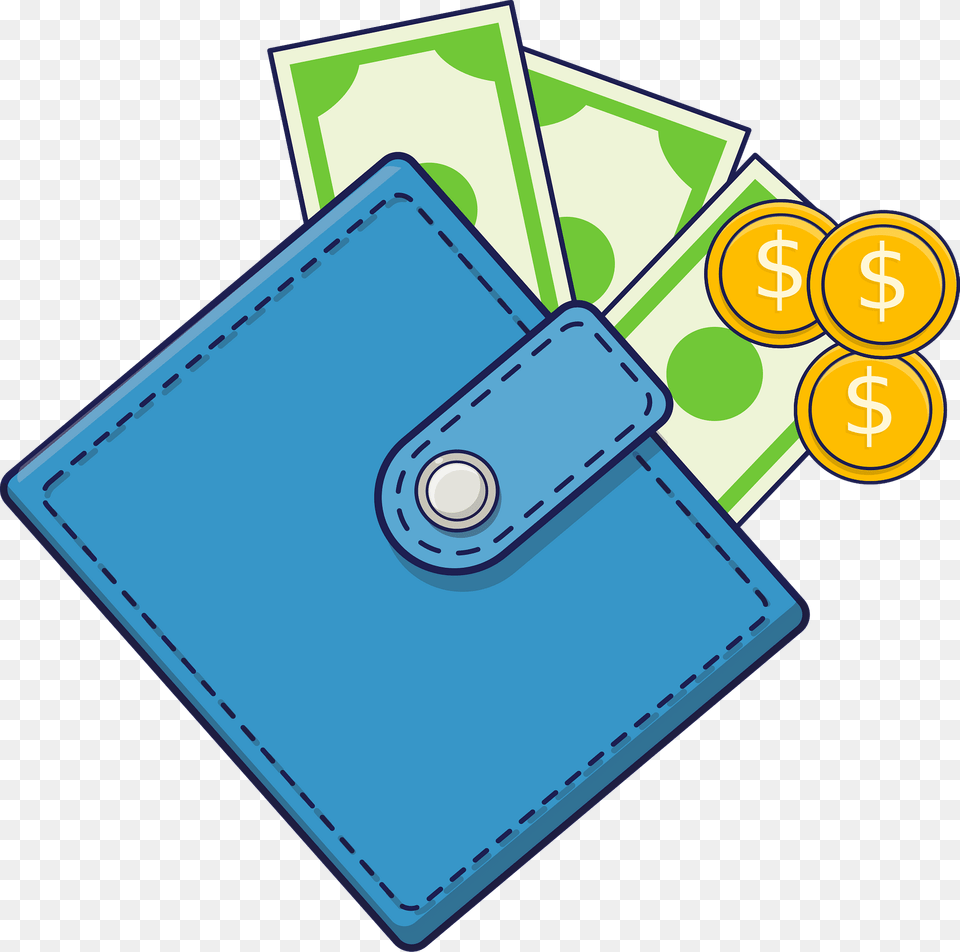 Blue Wallet With Cash And Coins Clipart, Accessories, Disk Free Png Download