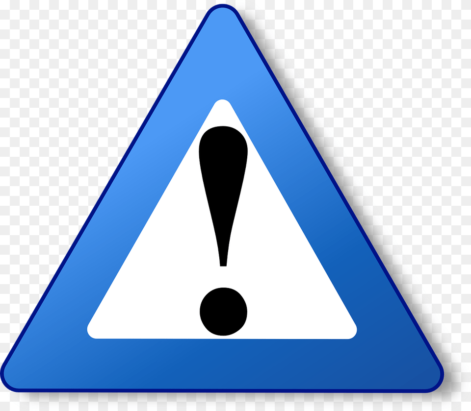 Blue Warning Triangle, Sign, Symbol Free Transparent Png