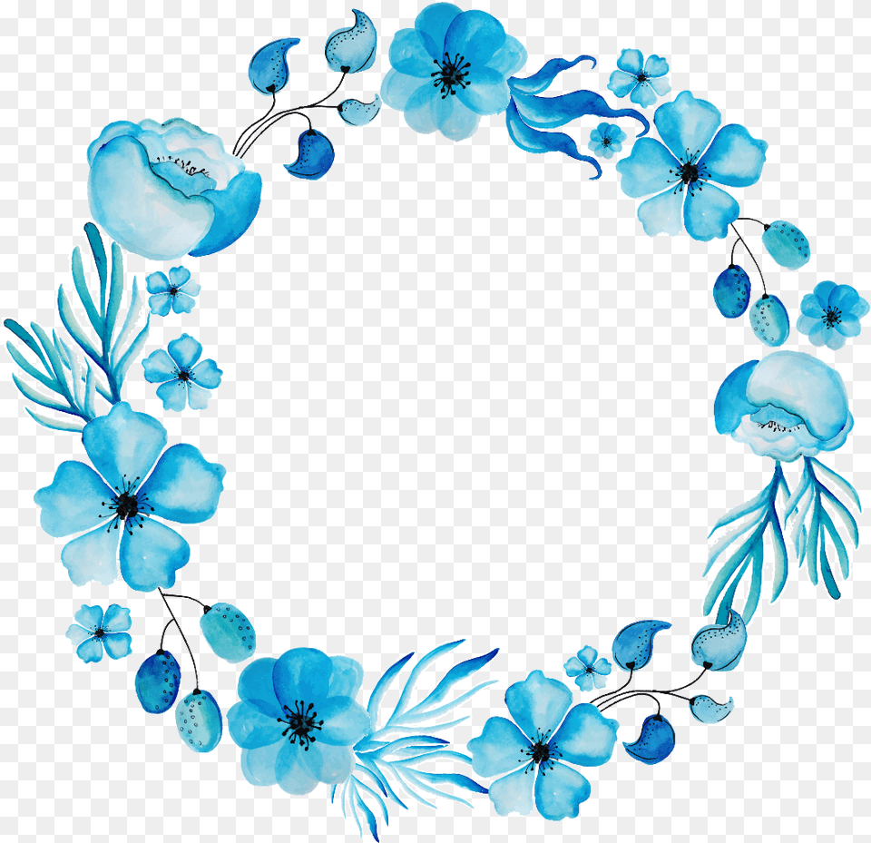 Blue Watercolor Blue Flower Wreath, Accessories, Jewelry, Turquoise, Bracelet Free Transparent Png