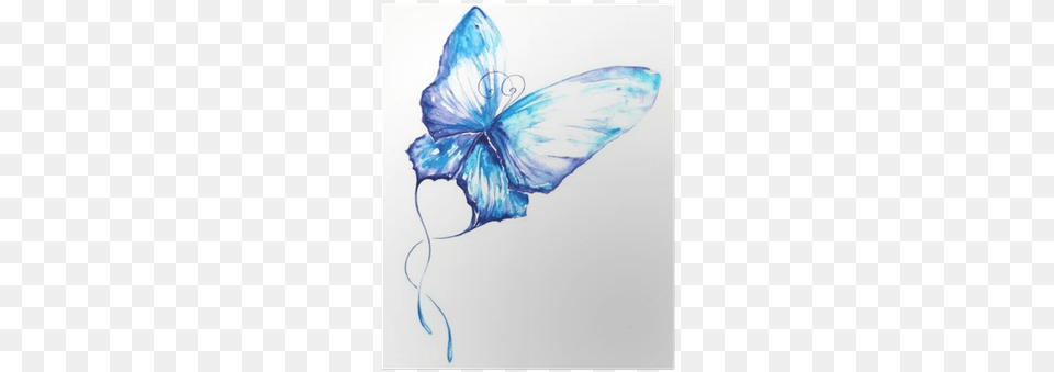 Blue Watercolor Butterfly Tattoo, Flower, Petal, Plant, Art Free Png