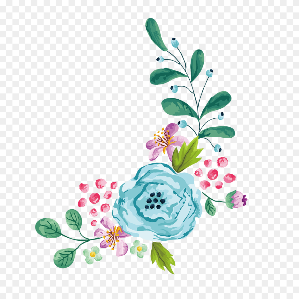 Blue Watercolor Flower, Art, Floral Design, Graphics, Pattern Free Png Download