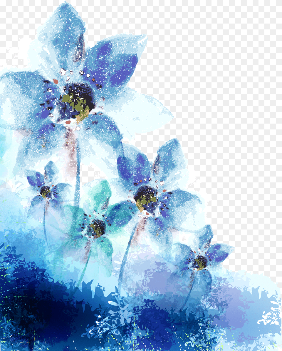 Blue Watercolor Flower Blue Watercolor Floral Background Vector Free Transparent Png
