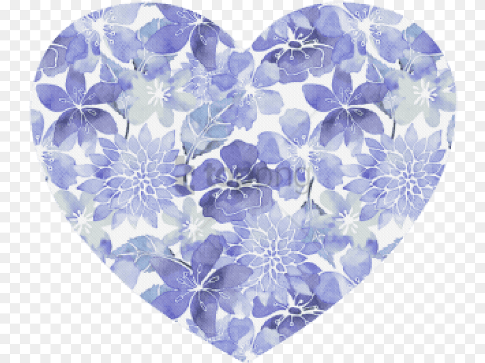 Blue Watercolor Flower Pattern Heart Shaped Mousepad Blue Watercolor Heart, Ice, Home Decor Free Transparent Png