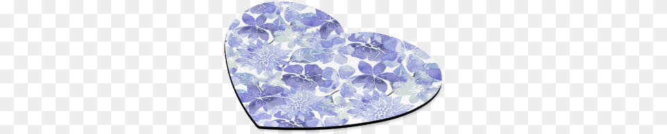 Blue Watercolor Flower Pattern Heart Shaped Mousepad Watercolor Painting, Clothing, Hat, Art, Porcelain Free Png Download