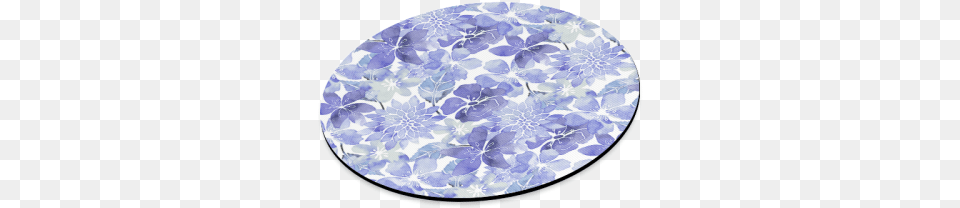 Blue Watercolor Flower Pattern Round Mousepad Blue Blue Green Watercolor Flower Pattern Notebook By, Art, Pottery, Home Decor, Porcelain Free Png Download