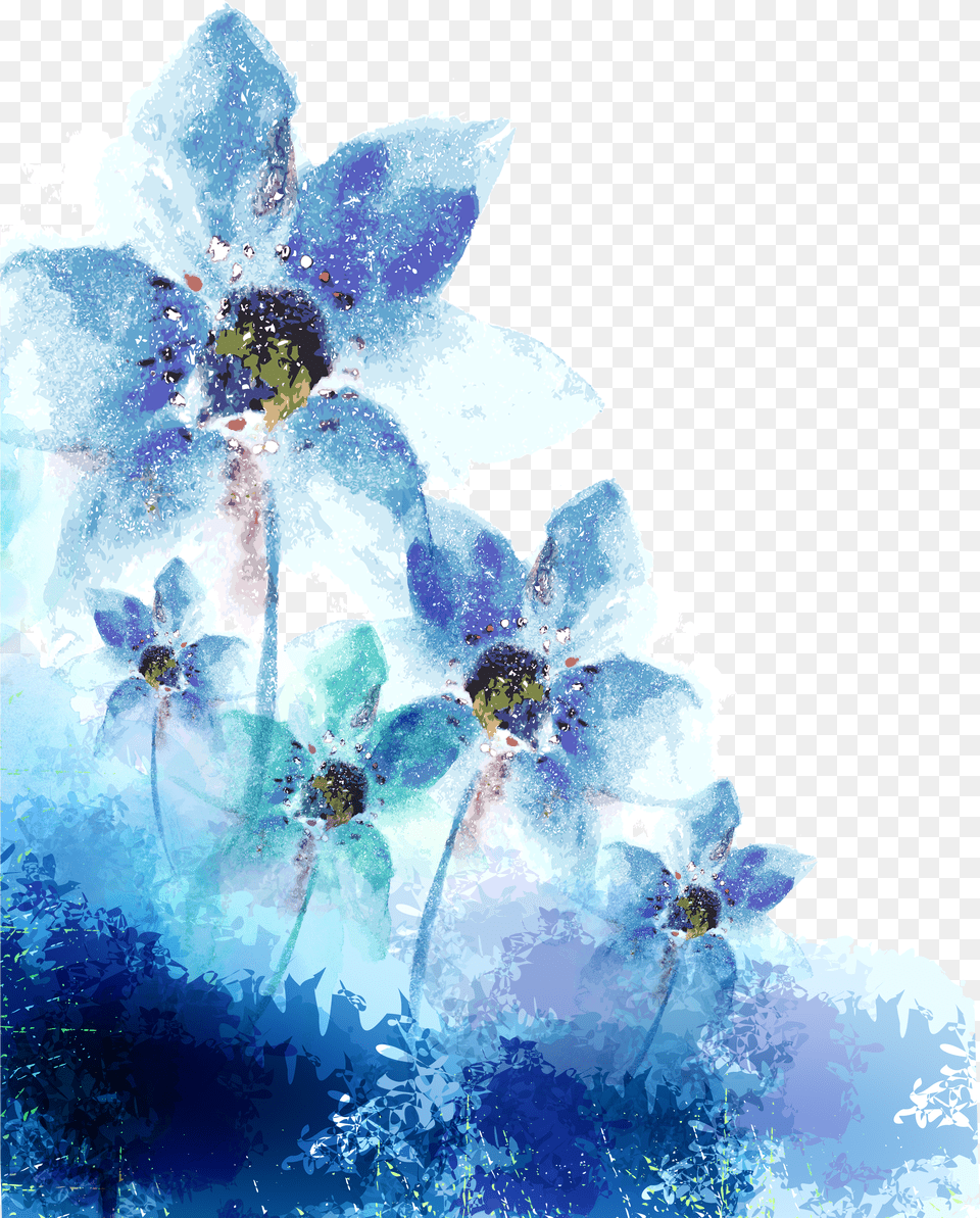 Blue Watercolor Flower Vector Royalty Library Blue Purple Watercolor Flowers Transparent Free Png Download