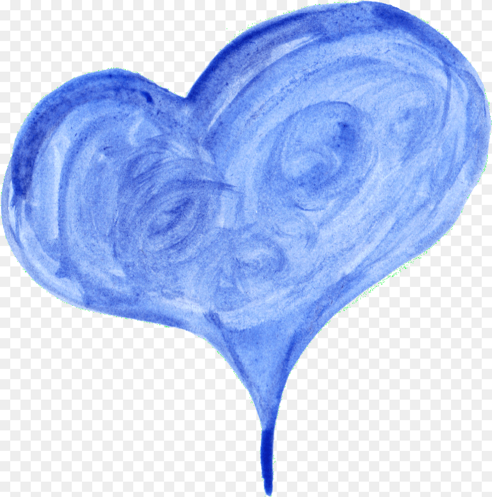 Blue Watercolor Heart Transparent Background, Ice, Animal, Bird Free Png Download