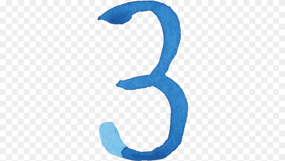 Blue Watercolor Numbers Number 3 Watercolor, Electronics, Hardware, Outdoors, Nature Free Png Download