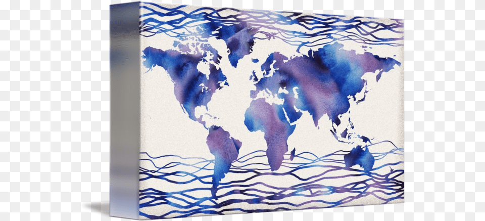 Blue Watercolor World Map By Irina Sztukowski, Plot, Chart, Animal, Wildlife Free Png