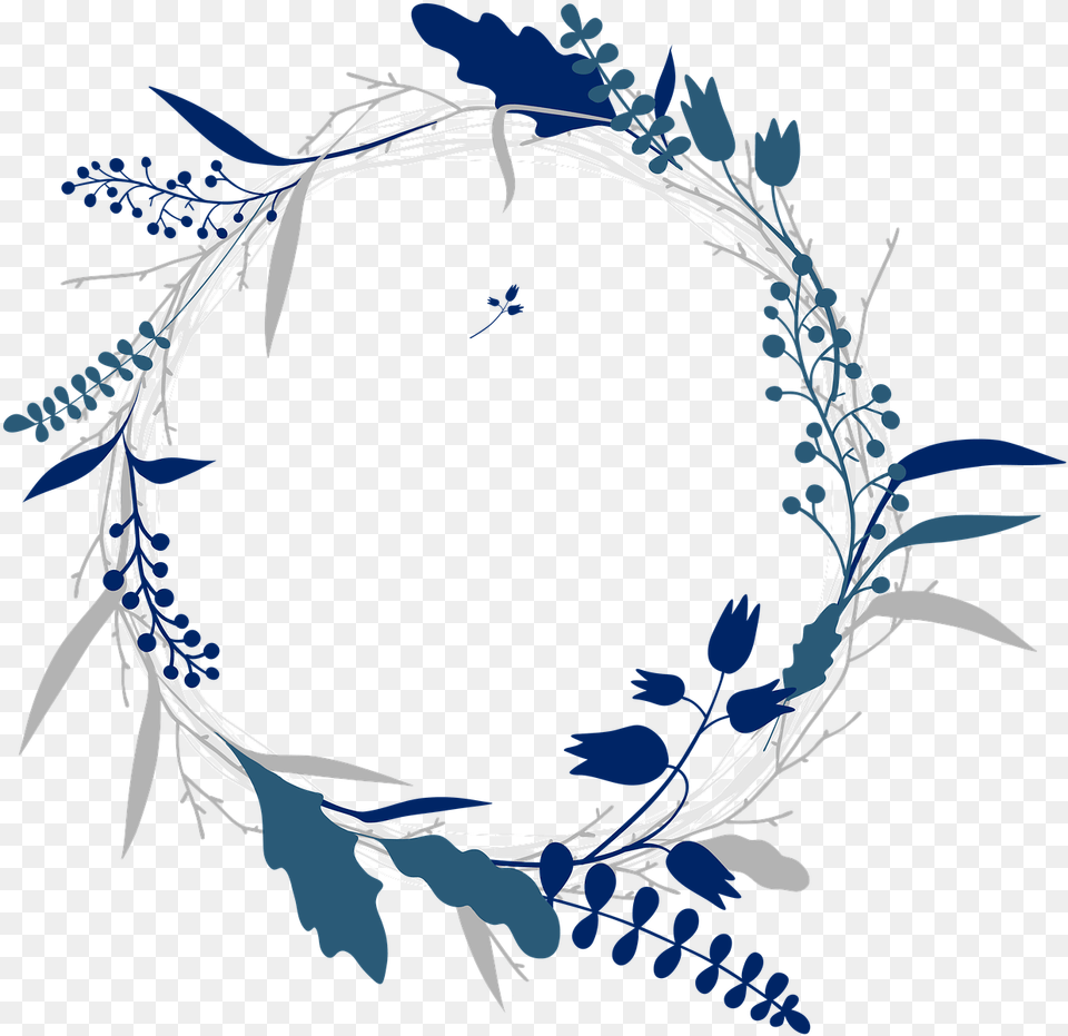 Blue Watercolor Wreath, Barbed Wire, Wire, Animal, Bird Free Png Download