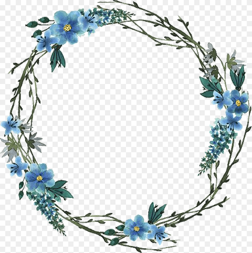 Blue Watercolor Wreath Blue Floral Wreath Watercolour, Accessories, Plant, Jewelry, Necklace Free Transparent Png