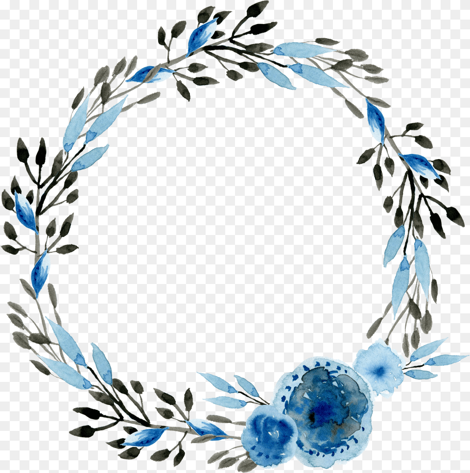 Blue Watercolor Wreath Blue Flower Wreath, Accessories, Bracelet, Jewelry, Plant Free Png Download