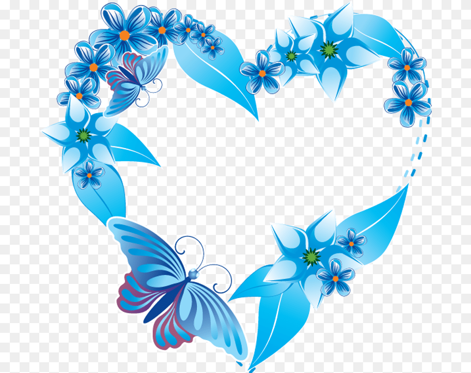 Blue Wedding Frame Clipart Butterfly And Heart Clipart, Art, Floral Design, Graphics, Pattern Png Image