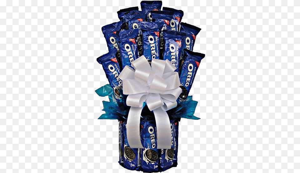 Blue White Bow Oreos Cookies Sweet Gift Present Flower Bouquet Oreo Png
