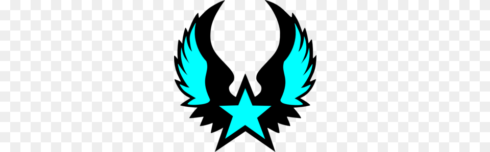 Blue Winged Star Clip Art, Symbol, Emblem, Star Symbol, Logo Free Png Download