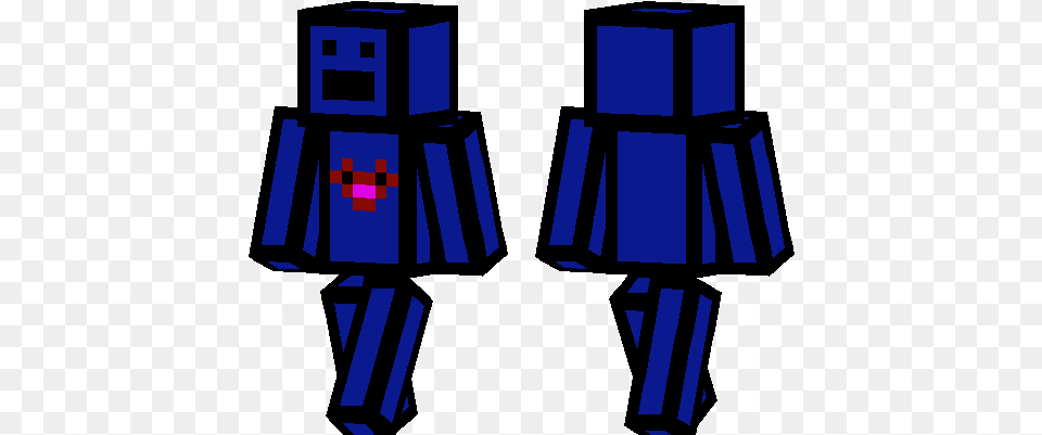 Blue With Black Outline And Heart Minecraft Pe Skins Temple Of Poseidon, Robot, Cross, Symbol Free Transparent Png