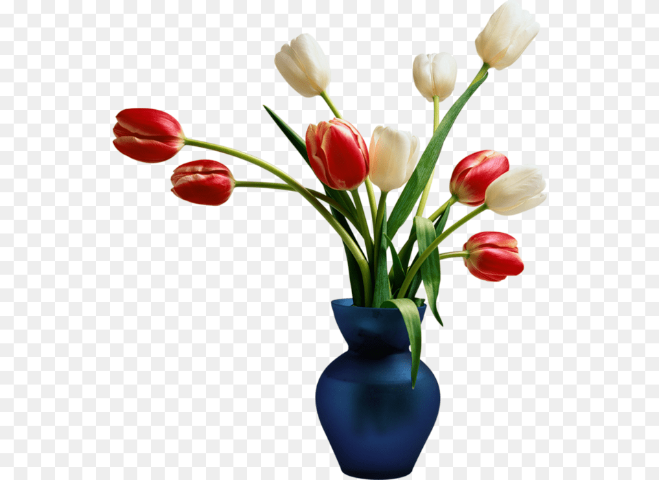Blue With Tulips Gallery Flower Vase File, Flower Arrangement, Jar, Plant, Pottery Free Png