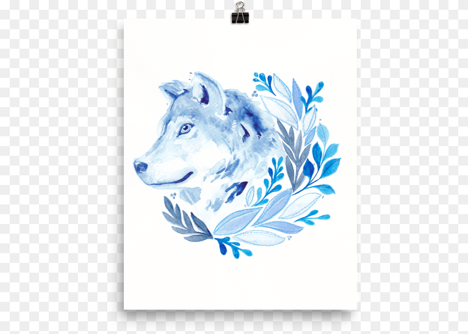 Blue Wolf Print Watercolor Painting, Animal, Mammal, Canine, Pet Free Png