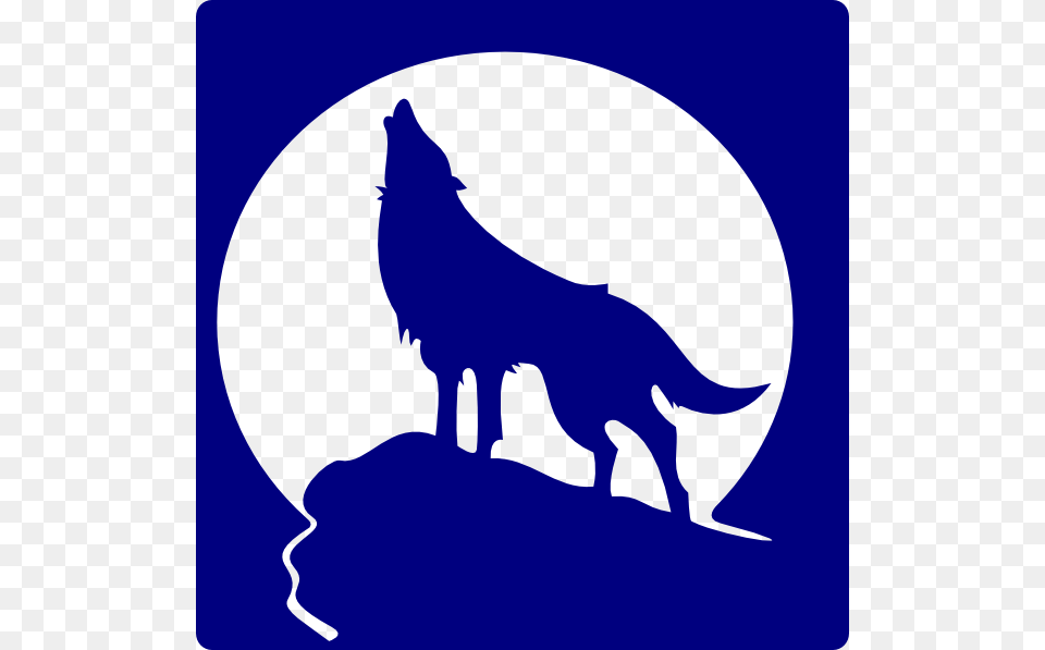 Blue Wolf Silhouette To The Moon Clip Art, Animal, Coyote, Mammal, Kangaroo Free Transparent Png