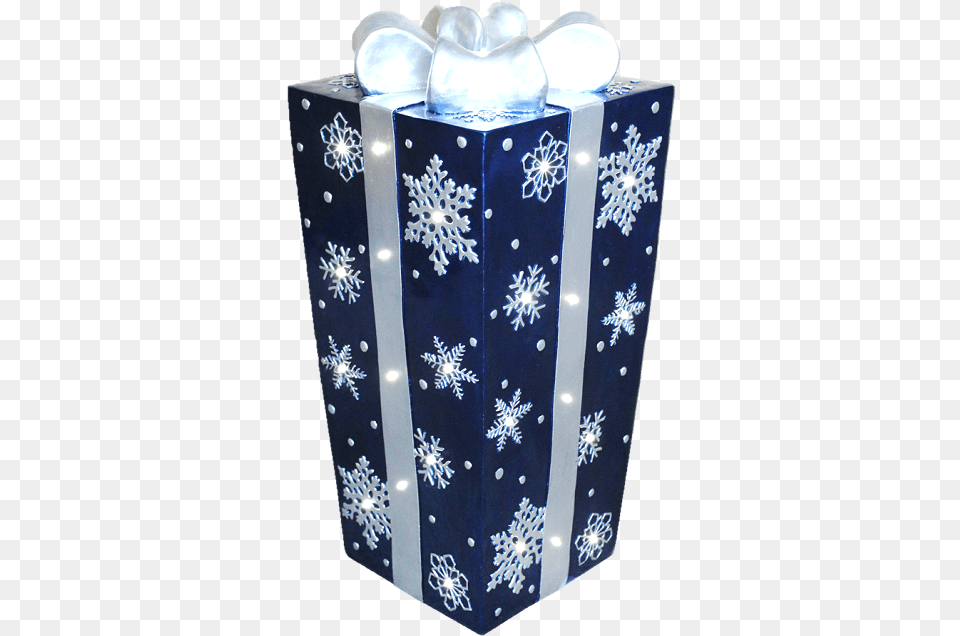 Blue Wth Silver Bow And Snowflakesquotclass Box, Outdoors, Nature, Gift, Snow Png Image