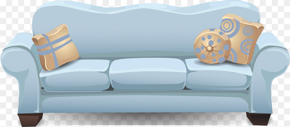 Blue Yellow Cushions Sofa Clipart, Couch, Cushion, Furniture, Home Decor Png