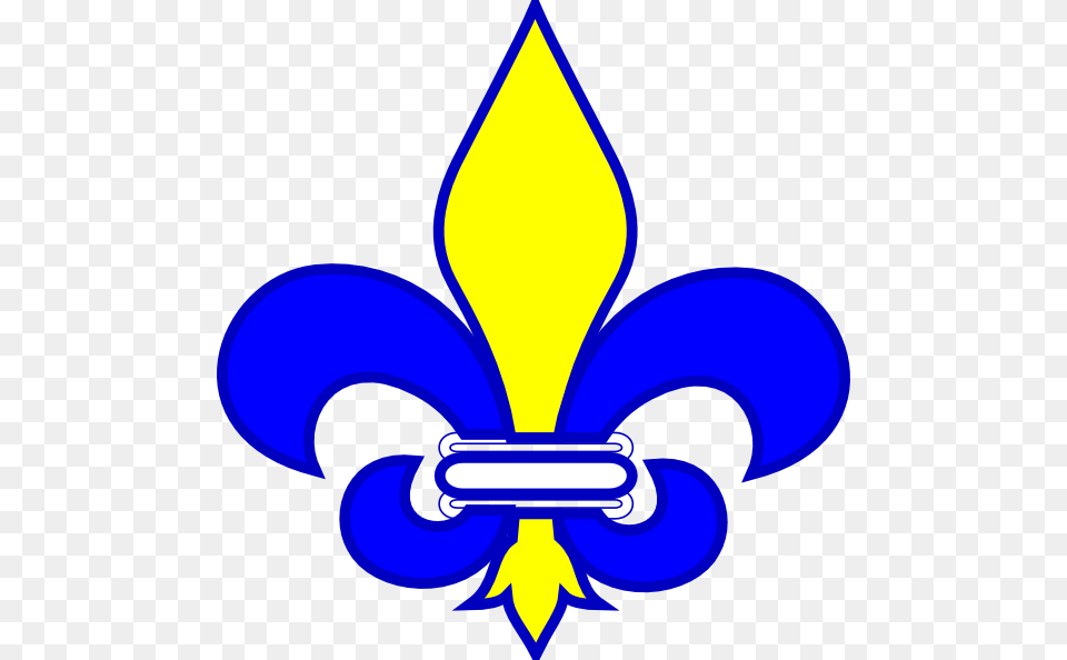 Blue Yellow White Khanda Logo School Fleur De Lis Clip Art, Emblem, Symbol, Device, Grass Png Image