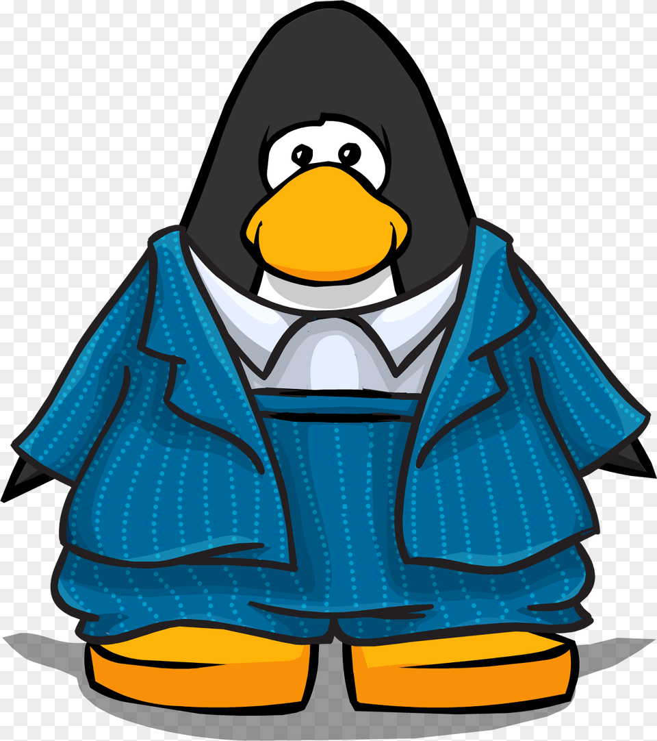 Blue Zoot Suit On Player Card Club Penguin Black Belt, Clothing, Coat Free Png