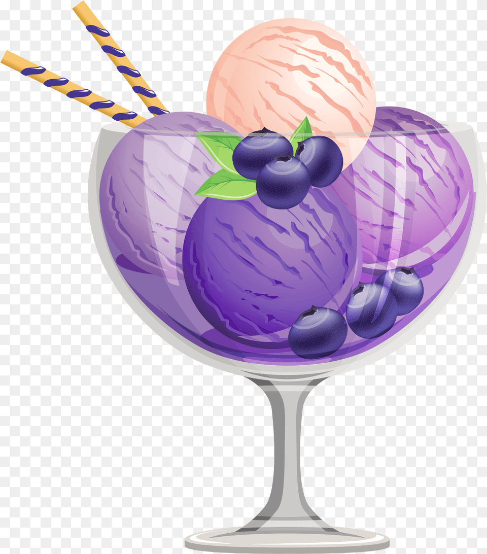 Blueberry Ice Cream Purple Ice Cream Sundae, Dessert, Food, Glass, Ice Cream Png Image