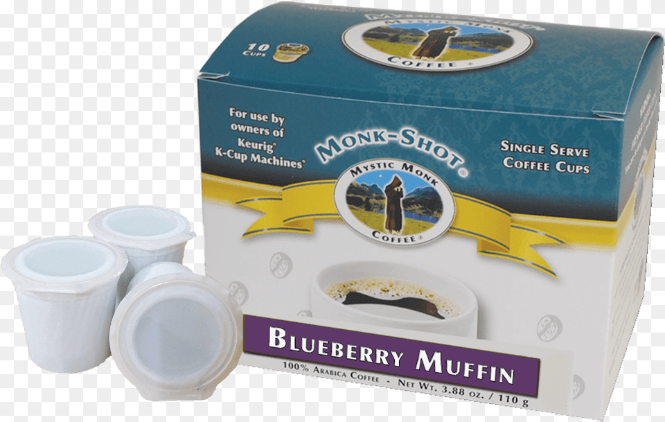 Blueberry Muffin 10ct Mystic Monk Coffee Monk Shots Monk Shots Carmel Coffee, Plate, Cup, Person Png