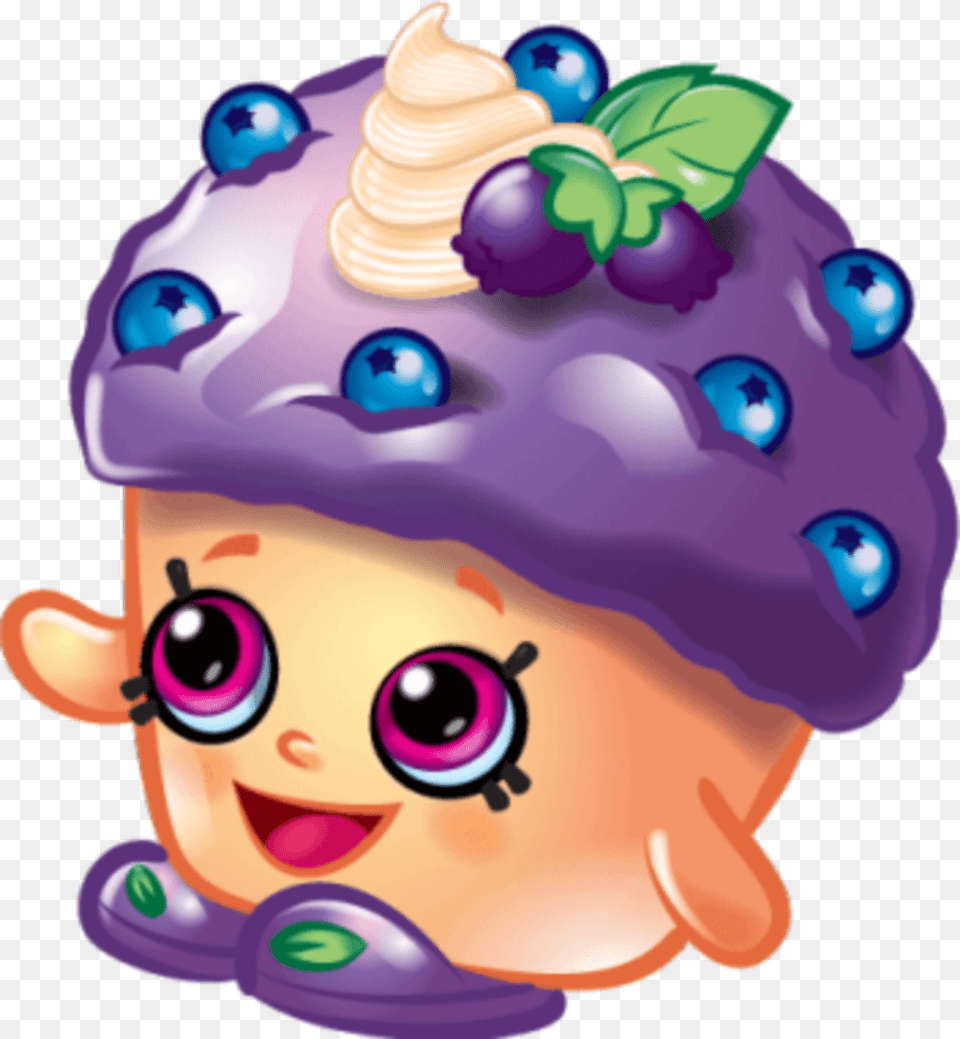 Blueberry Muffin Scmuffins Muffin Shopkins Minimuffin Shopkins Blueberry, Cap, Clothing, Hat, Cream Free Png Download