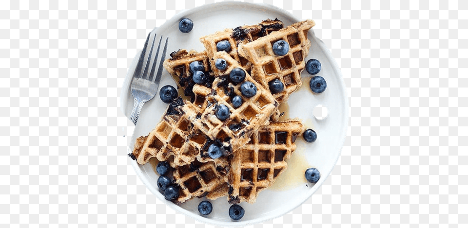 Blueberry Waffles Eatrightguyu0027s Belgian Waffle, Food, Plate, Fork, Cutlery Png Image