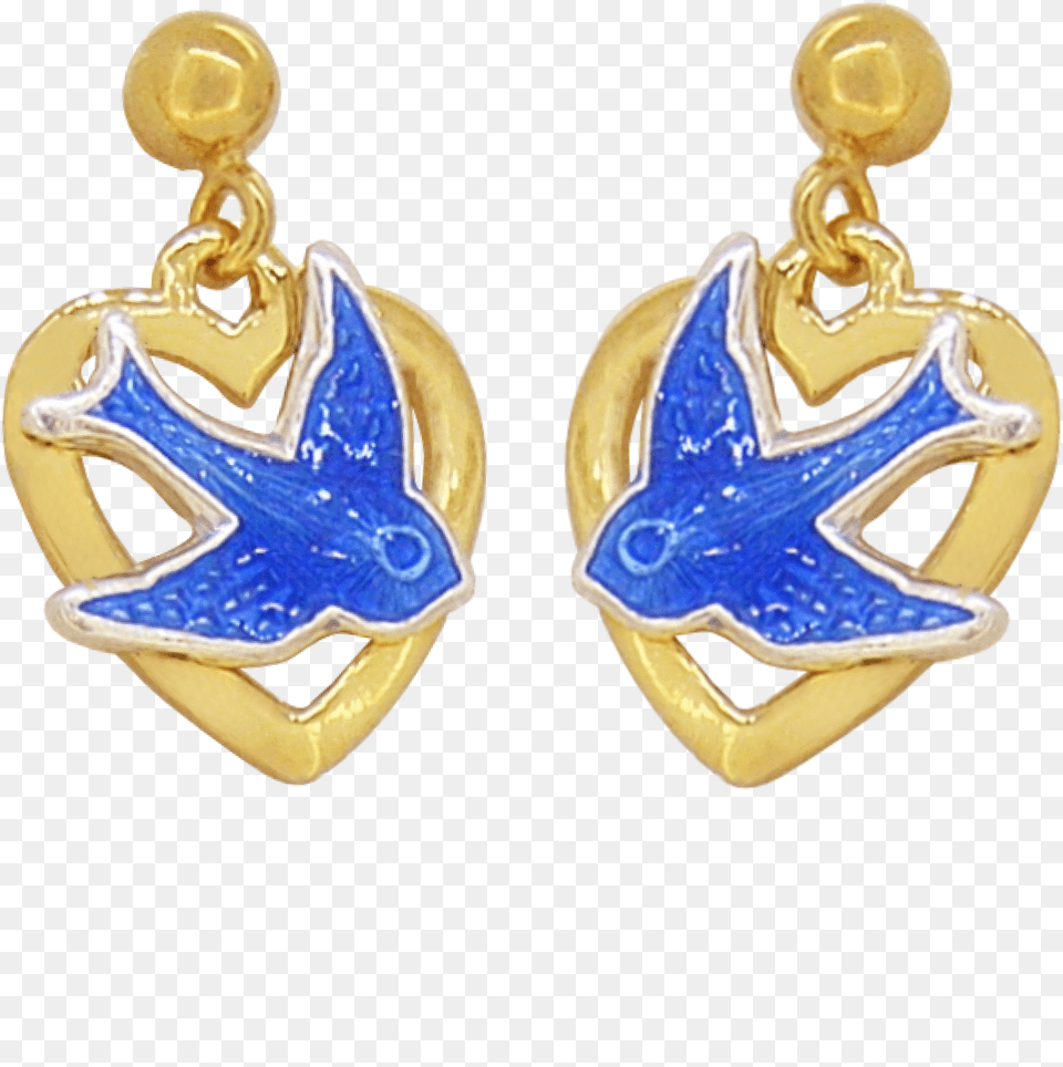 Bluebird Of Happiness Open Heart Ball Stud Earrings Earrings, Accessories, Earring, Gemstone, Jewelry Free Png