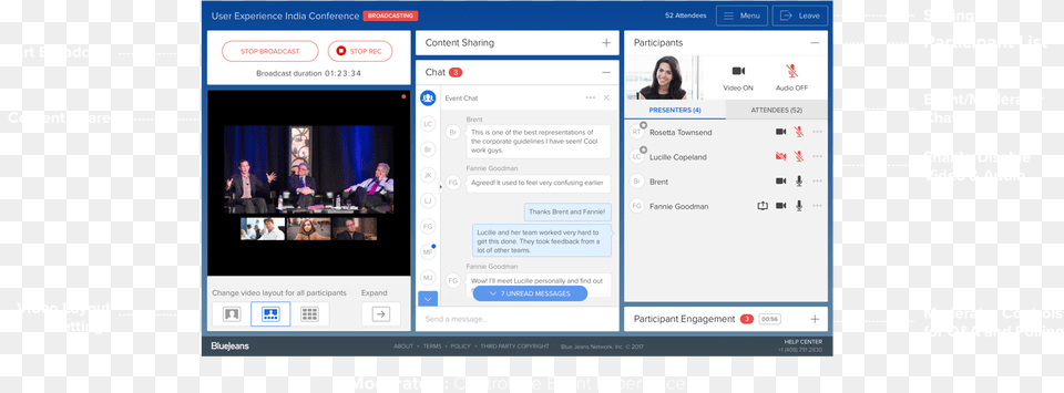 Bluejeans Primetime Moderator Dashboard Bluejeans Events, Webpage, File, Screen, Person Png Image