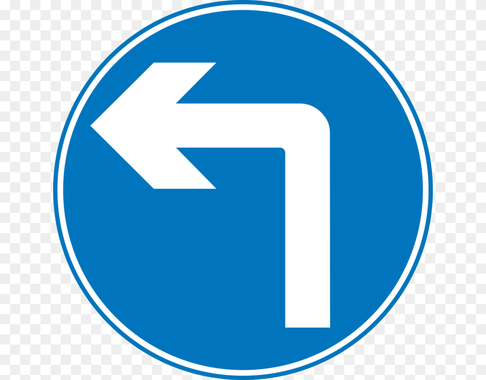 Blueorganizationangle Sign Means Turn Left Ahead, Symbol, Road Sign, Disk Png