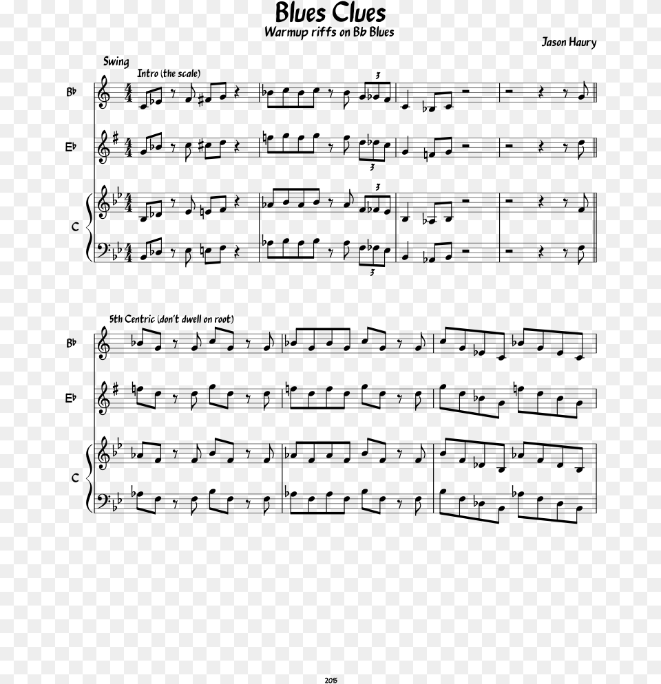 Blues Clues Sheet Music Composed By Jason Haury 1 Of Document, Gray Free Png Download