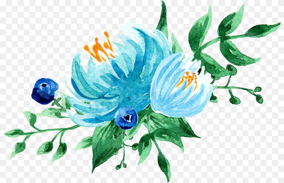Bluewatercolorflowers Illustration, Berry, Blueberry, Food, Fruit Free Transparent Png