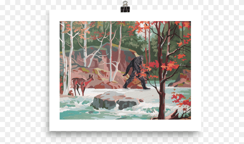 Bluff Creek Sasquatch Vintage Paint By Numbers Landscapes, Tree, Plant, Art, Painting Png