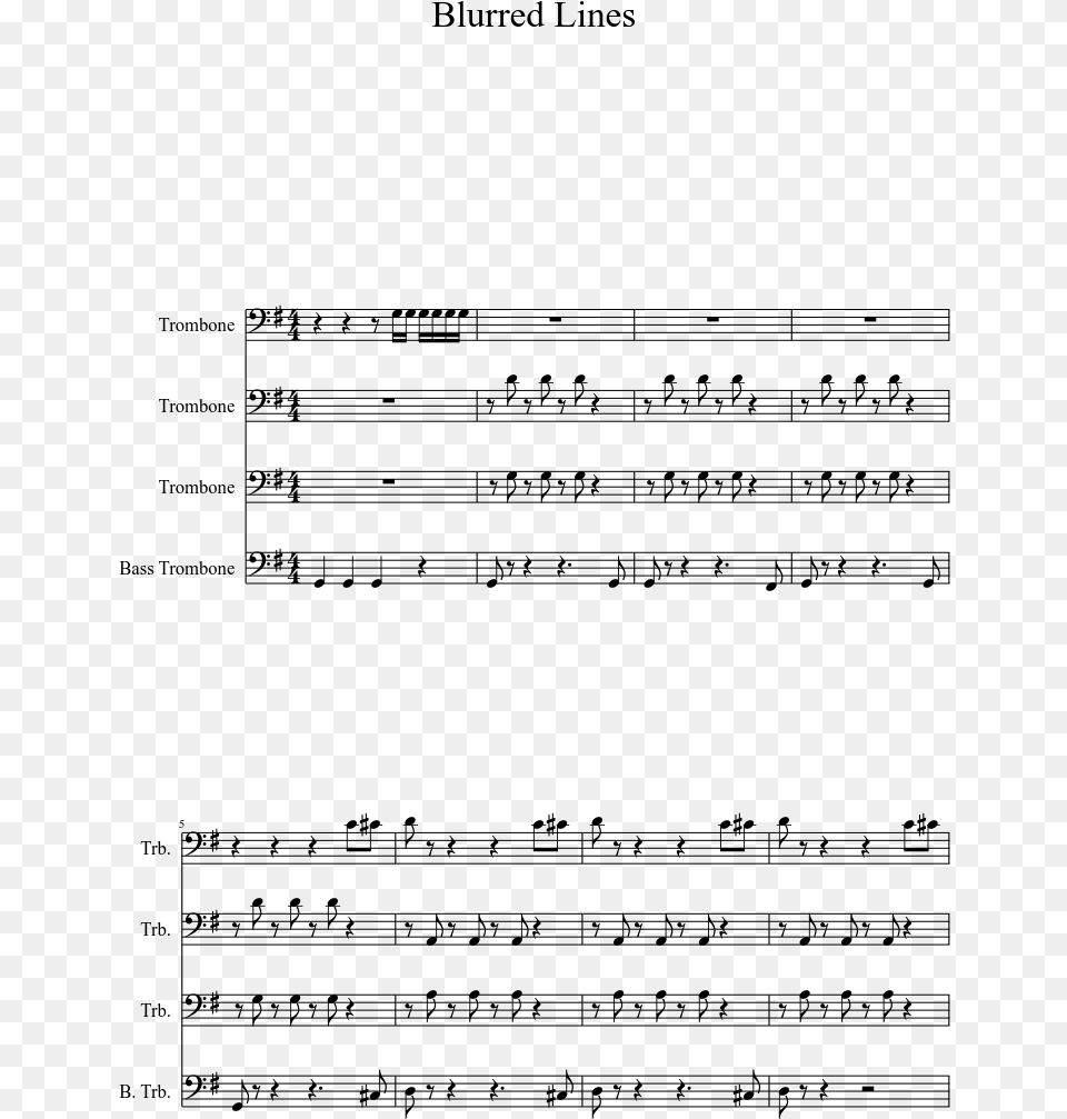 Blurred Lines Sheet Music 1 Of 2 Pages Sheet Music, Gray Png
