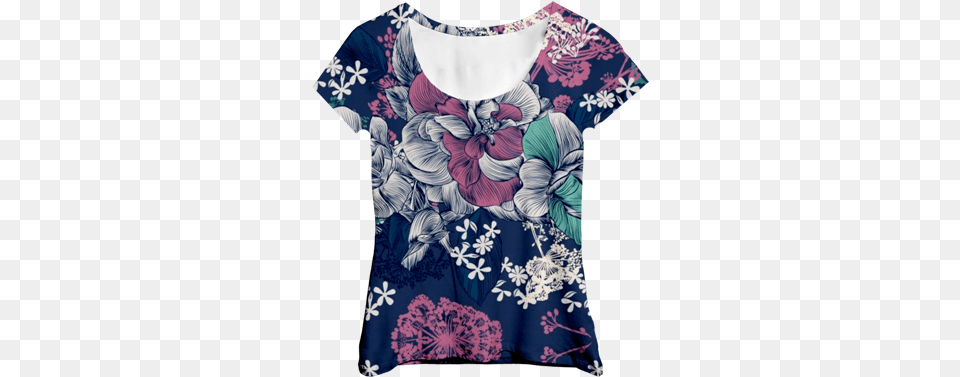 Blusa Azul Com Florais Rosa Knstlerisches Muster Der Mystischen Blauen Lila Melaminteller, Blouse, Clothing, Pattern, Art Free Transparent Png