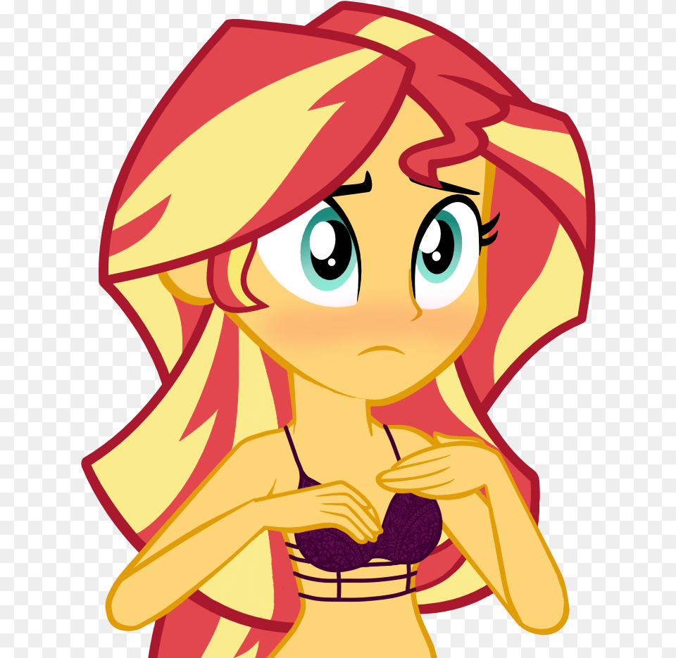 Blushing Bra Clothes Equestria Girl Sunset Shimmer, Book, Comics, Publication, Baby Png