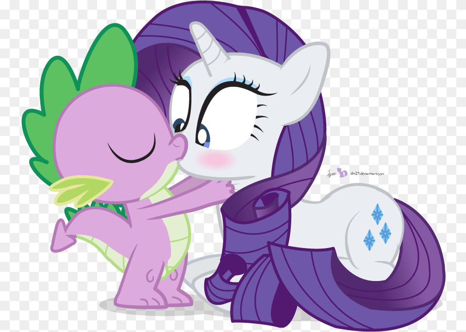 Blushing Eyes Closed Female Kissing Love Spike My Little Pony, Book, Comics, Publication, Purple Free Png