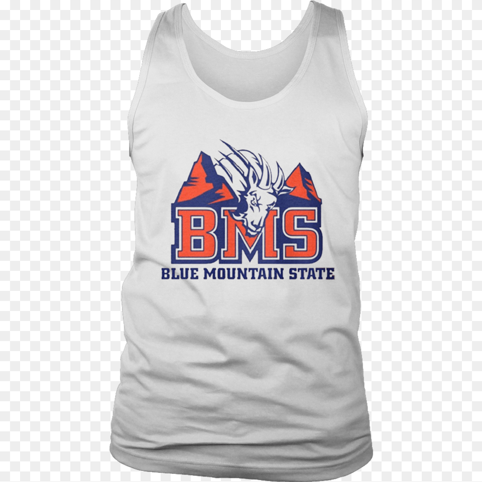 Bms Blue Mountain State T T Shirt, Clothing, Tank Top, T-shirt, Person Png
