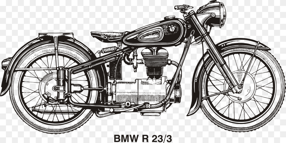 Bmw Year 1953 By Historical Bmw Motorcycle Vector Vintage Motorcycle Drawing, Machine, Spoke, Transportation, Vehicle Png