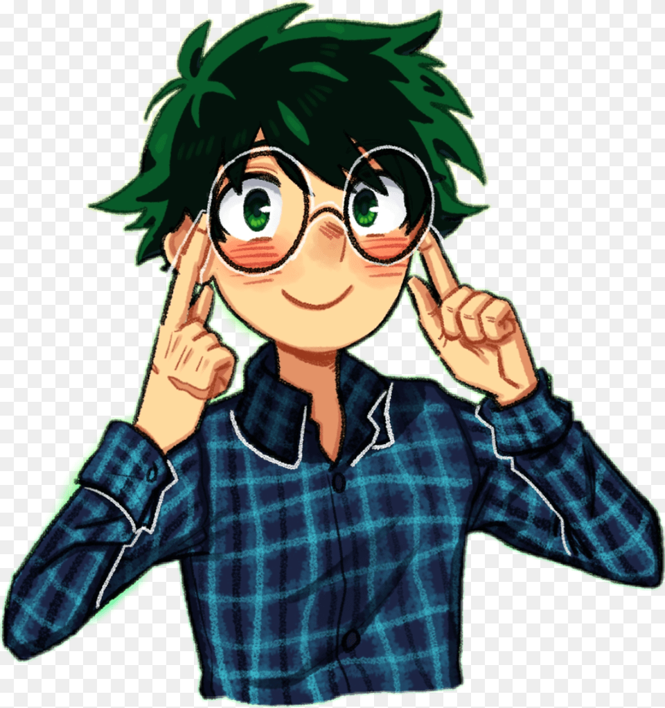 Bnha Mha Deku Izukumidoriya Izuku Midoriya Midoriya Izuku With Glasses, Person, Book, Comics, Publication Free Png Download