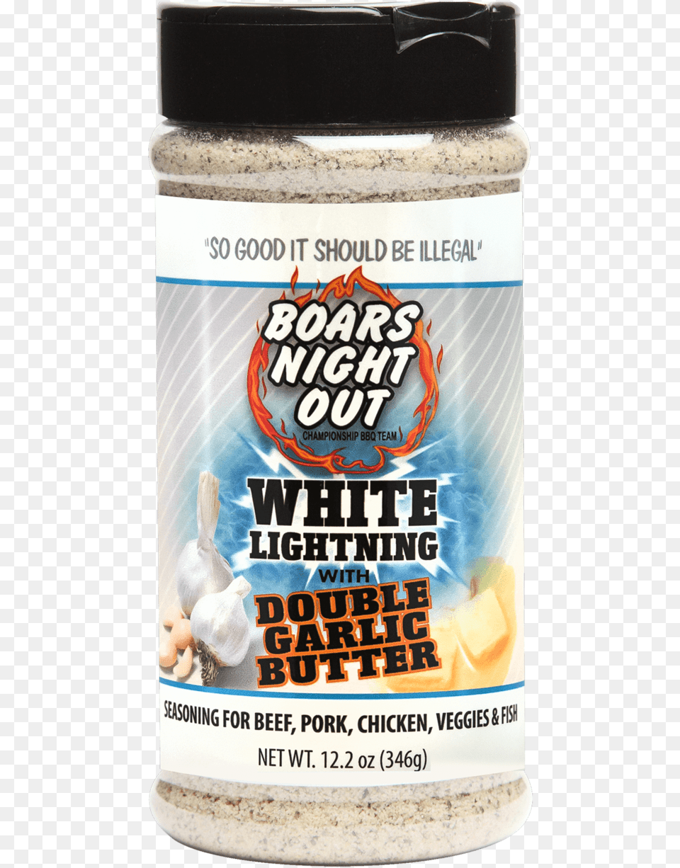 Boars Night Out White Lightning Rub With Double Garlic Butter Bottle, Food Png