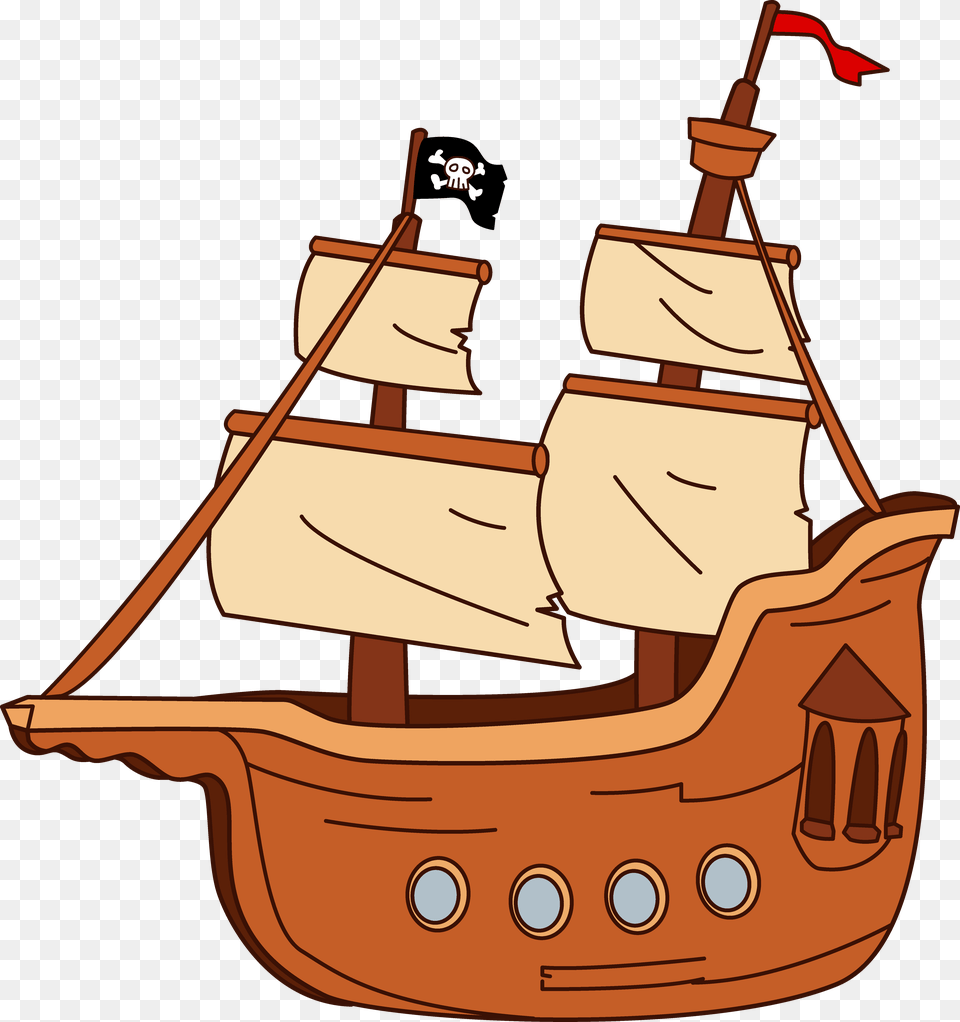 Boat Clipart Pirate Ship Clip Art, Bulldozer, Machine, Sailboat, Transportation Free Png Download