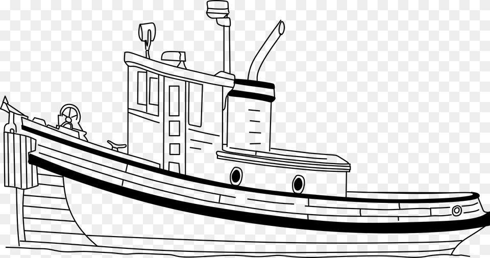 Boat Clipart Tug Boat Colouring, Gray Free Png Download