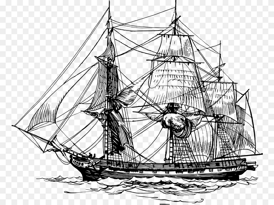 Boat Frigate Ocean Sea Ship War Warship Adult Coloring Pages Ship, Gray Free Transparent Png